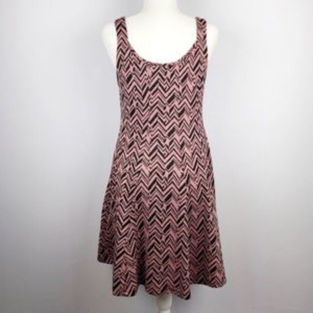 YA Los Angeles Zigzag Print Pink Sparkle Skater Dress Size Large